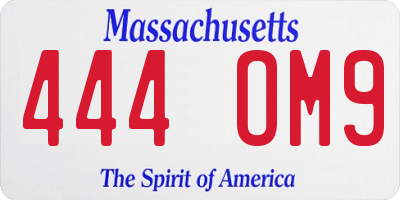 MA license plate 444OM9