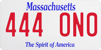 MA license plate 444ON0