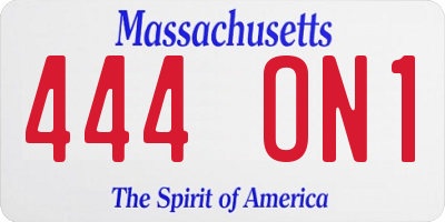 MA license plate 444ON1