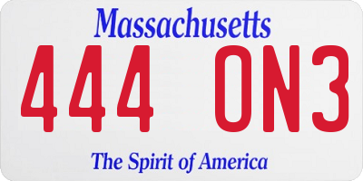 MA license plate 444ON3