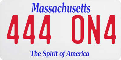 MA license plate 444ON4