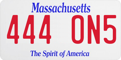 MA license plate 444ON5