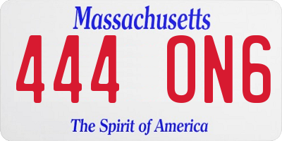 MA license plate 444ON6