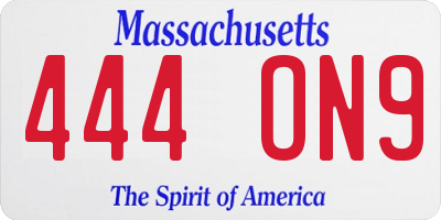 MA license plate 444ON9