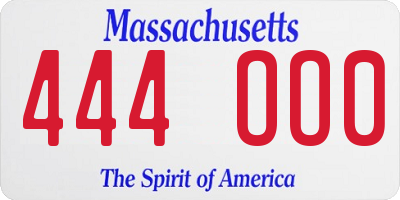 MA license plate 444OO0