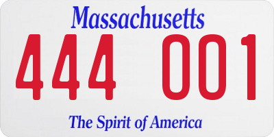 MA license plate 444OO1