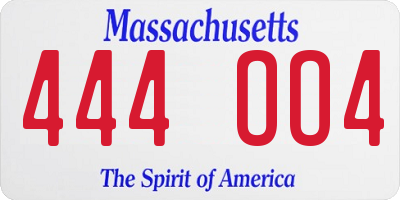 MA license plate 444OO4
