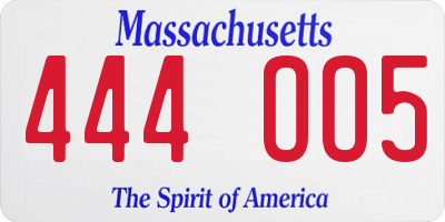 MA license plate 444OO5