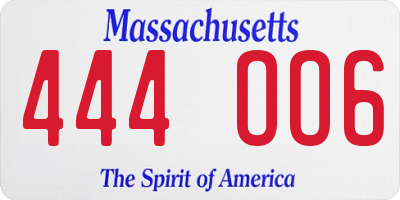 MA license plate 444OO6