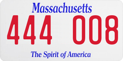 MA license plate 444OO8