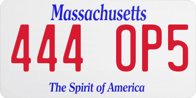 MA license plate 444OP5