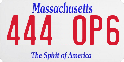 MA license plate 444OP6
