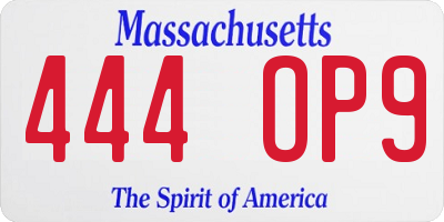 MA license plate 444OP9