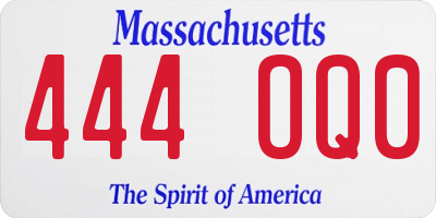 MA license plate 444OQ0