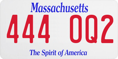 MA license plate 444OQ2