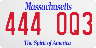 MA license plate 444OQ3