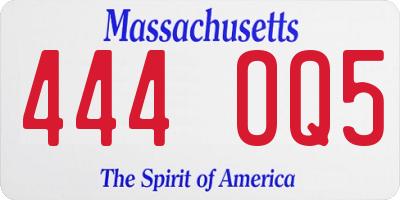 MA license plate 444OQ5