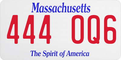 MA license plate 444OQ6