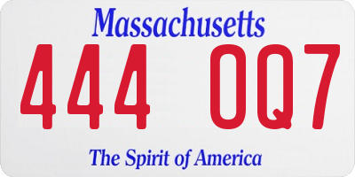 MA license plate 444OQ7