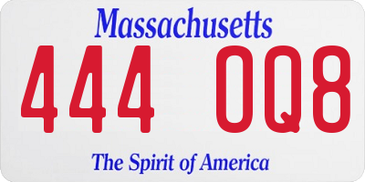 MA license plate 444OQ8