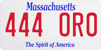 MA license plate 444OR0