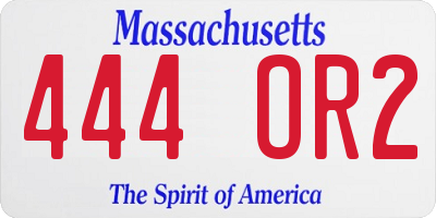 MA license plate 444OR2