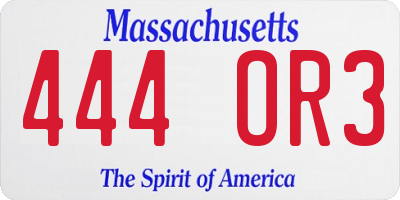 MA license plate 444OR3