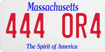 MA license plate 444OR4