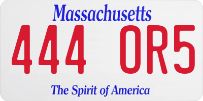MA license plate 444OR5