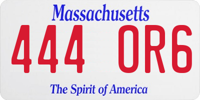 MA license plate 444OR6