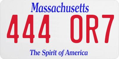 MA license plate 444OR7