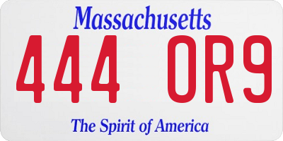 MA license plate 444OR9