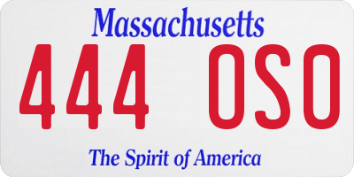 MA license plate 444OS0