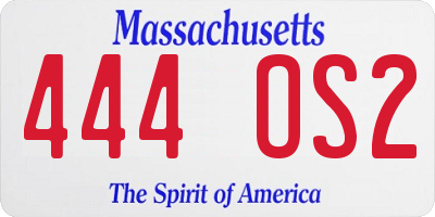 MA license plate 444OS2