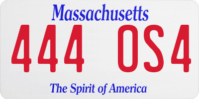 MA license plate 444OS4