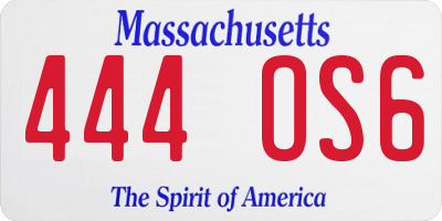 MA license plate 444OS6