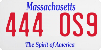 MA license plate 444OS9