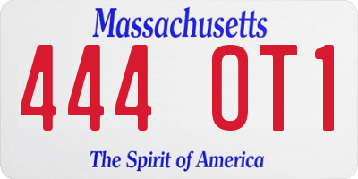 MA license plate 444OT1