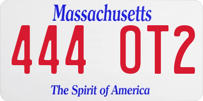 MA license plate 444OT2