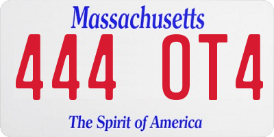 MA license plate 444OT4