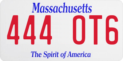 MA license plate 444OT6