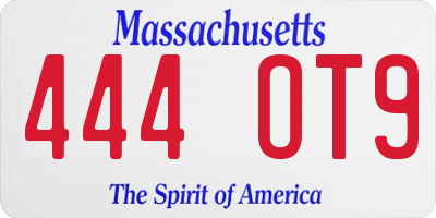 MA license plate 444OT9