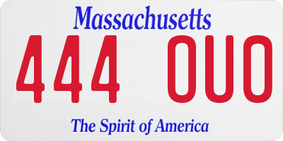 MA license plate 444OU0