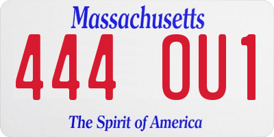 MA license plate 444OU1