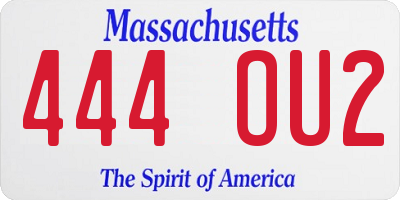 MA license plate 444OU2