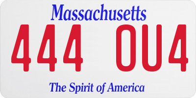 MA license plate 444OU4