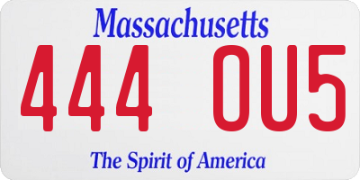 MA license plate 444OU5