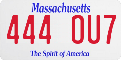MA license plate 444OU7