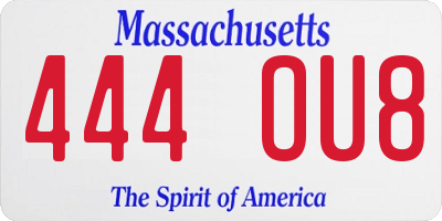 MA license plate 444OU8