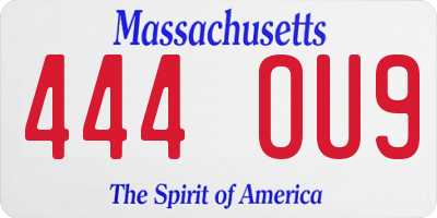 MA license plate 444OU9